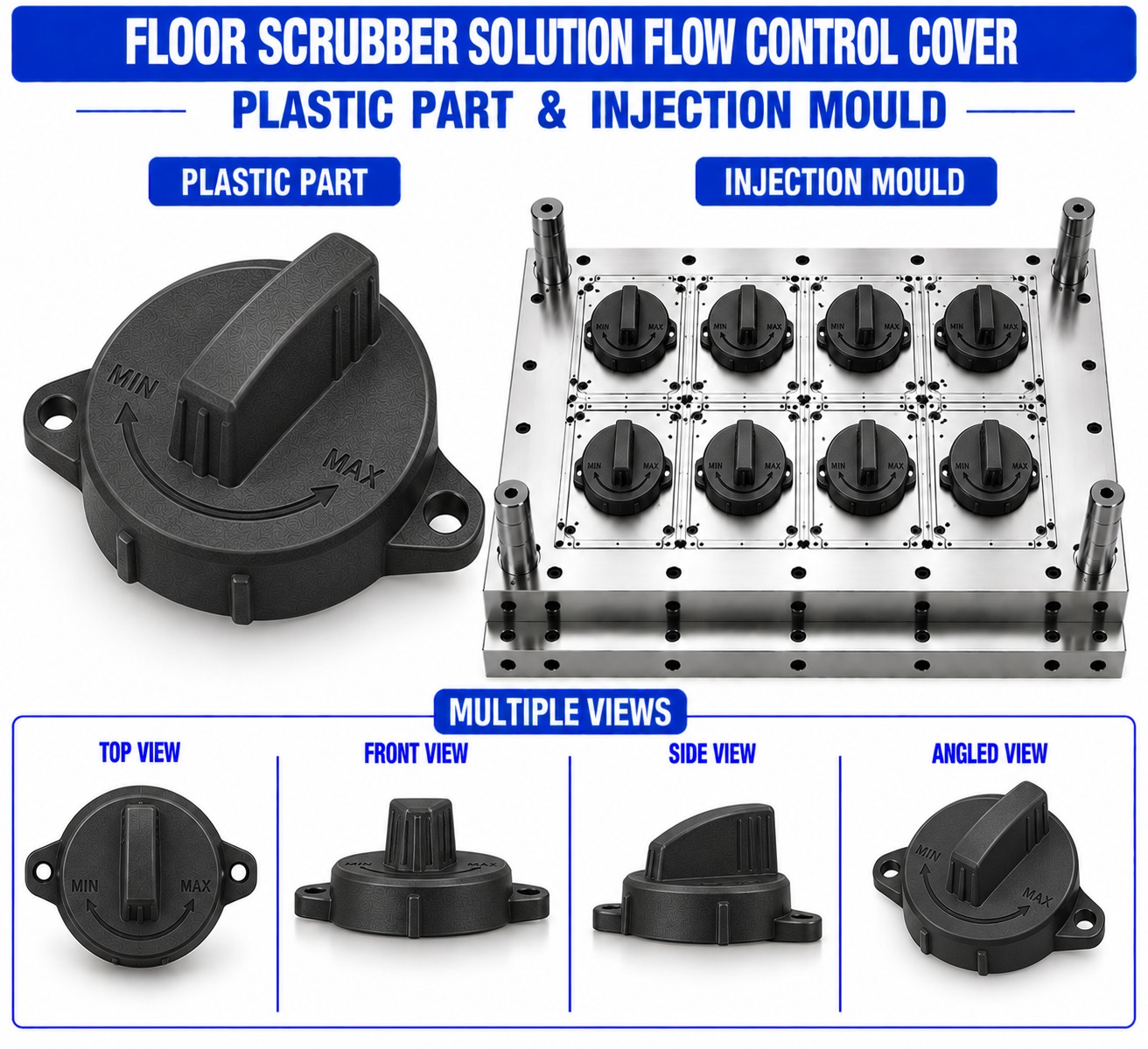 Floor Scrubber Plastic Solution Flow Control Cover Mould and Moulding Service